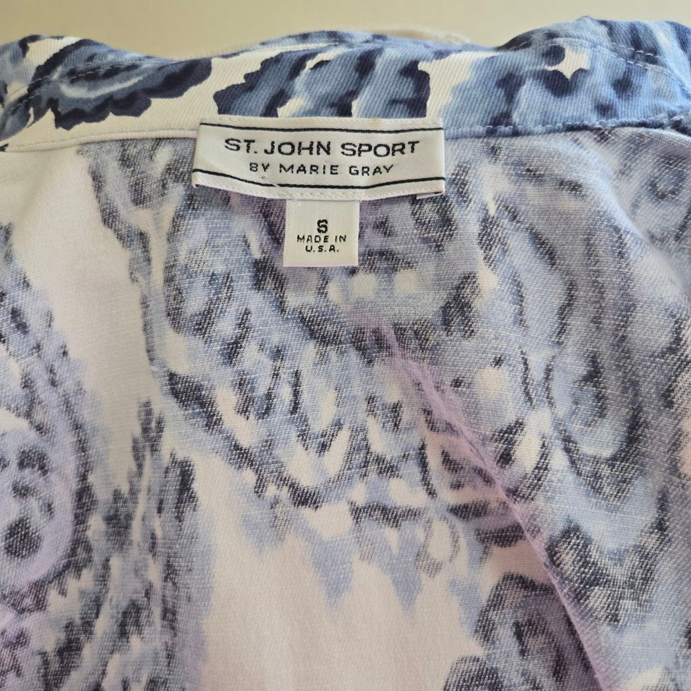 St. John Sport Zip Up light jacket S Blue Whiter Paisley - Picture 4 of 5